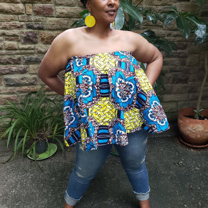 Handmade Ankara African Wax Print Crop Tube Top 2X